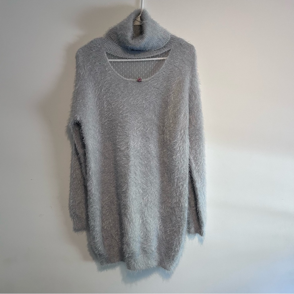 Cloudy Blue Ank Rouge Turtleneck Sweater Dress